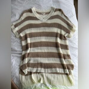 Striped Brown and Cream Knit Sweater